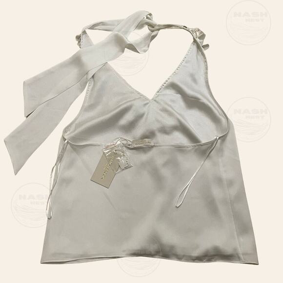 Ramy Brook Mitchell Top Ivory Beaded Halter | Glam, Resort Vacation S NWT $395 - Picture 4 of 14